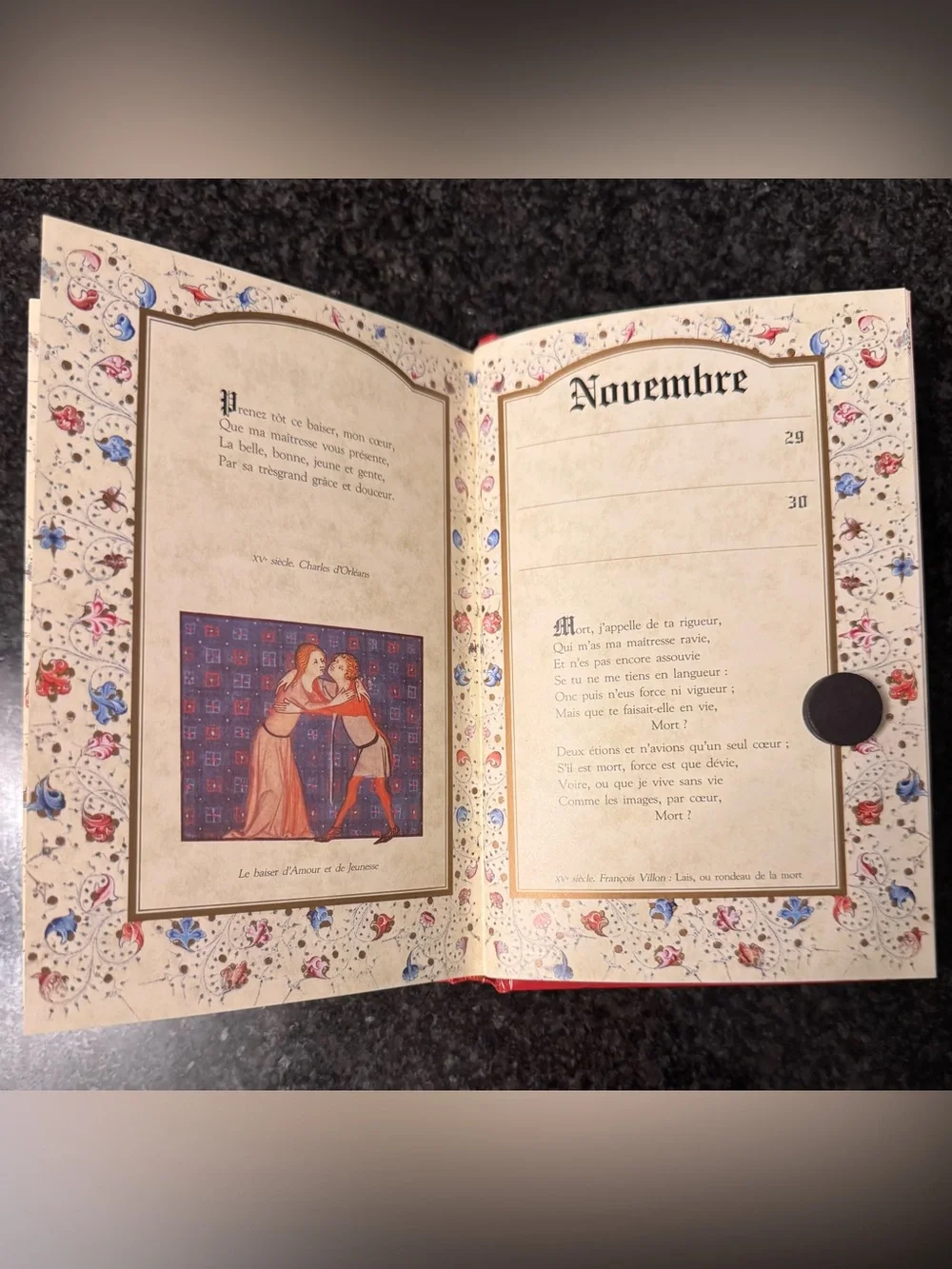 Vintage French Perpetual Calendar Book  Agenda de L'Amour Courtois